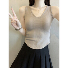 批发实拍不减 韩版V领显瘦<b class='q'>吊带</b><b class='q'>背心</b><b class='q'>女</b>带胸垫内搭外穿无袖打底上衣