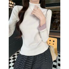 批发实拍不减 冬季新款加绒保暖半高领<b class='q'>打底衫</b>女百搭长袖中领上衣