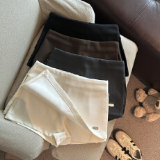 批发实拍 秋冬毛呢纯色半身裙开叉裙裤防走光<b class='q'>短裙</b>女