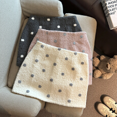 批发实拍 韩系<b class='q'>甜美</b>气质复古圈圈呢休闲半身裙女冬季新款时尚显瘦短裙