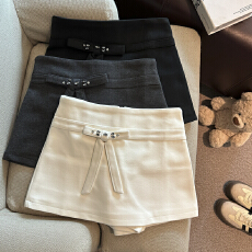 批发实拍 秋冬新款呢子半身裙小香风千金气质钉钻蝴蝶结A字高腰裙裤