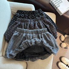 批发实拍 蕾丝花边波点毛呢花苞短裙半身裙女秋冬减龄<b class='q'>甜美</b>显瘦a字裙