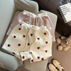 批发实拍冬季新款韩系<b class='q'>甜美</b>减龄圈圈毛呢休闲短裤女高腰显瘦宽松阔腿裤