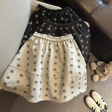 批发实拍 秋冬新款日系小<b class='q'>清新</b>时尚高腰呢子半身裙女时髦百搭碎花A字裙
