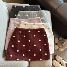 批发实拍 韩系甜美气质<b class='q'>复古</b>圈圈呢休闲半身裙女冬季新款时尚显瘦短裙