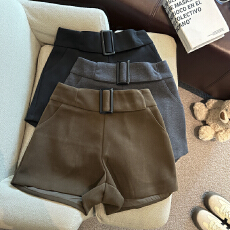 批发实拍韩版设计感<b class='q'>时尚</b>毛呢高腰显瘦短裤靴裤阔腿裤a字裤女秋冬新款