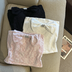 批发实拍纯欲风蕾丝蝴蝶结抹胸背心女带胸垫2026春夏辣妹裹胸打底上衣