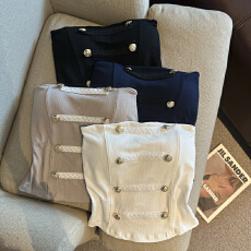 批发实拍 性感金扣抹胸背心女2026夏季内搭外穿带胸垫修身美背上衣