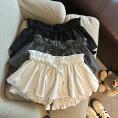 批发实拍2026春夏甜美高腰宽松裤裙女松紧腰系带短裙小个子半身裤裙