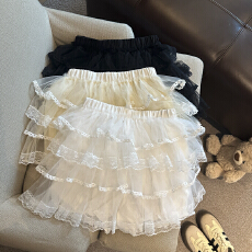 批发实拍 2026春<b class='q'>夏</b>网纱裙蛋糕裙女白色花边蓬蓬裙防走光裙裤女