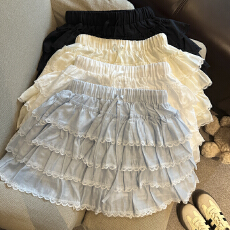 批发实拍 2026春<b class='q'>夏</b>新款韩系减龄蕾丝花边拼接蛋糕裙松紧腰短裙女