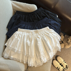 批发实拍 法式甜美风松紧腰短裙2026春<b class='q'>夏</b>新款显瘦百搭系带蛋糕裙裤
