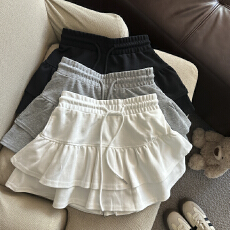 批发实拍 芭蕾风系带高腰A字防走光<b class='q'>半身</b>裙女夏荷叶边蛋糕裙防走光<b class='q'>短裙</b>