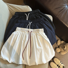 批发实拍 白色松紧腰泡泡花苞<b class='q'>半身</b>裙女2026年春夏新款百搭a字蓬蓬<b class='q'>短裙</b>