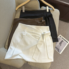 批发实拍 春夏新款高腰纯色洋气不规则包臀裙显瘦<b class='q'>百搭</b>绑带休闲半身裙