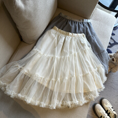批发实拍 超仙A字网纱蓬蓬半身裙女2026夏季新款<b class='q'>高腰</b>小个子不对称中裙