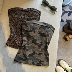 批发实拍 辣妹风迷彩烫钻性感百搭抹胸<b class='q'>背心</b><b class='q'>女</b>夏季修身显瘦打底上衣