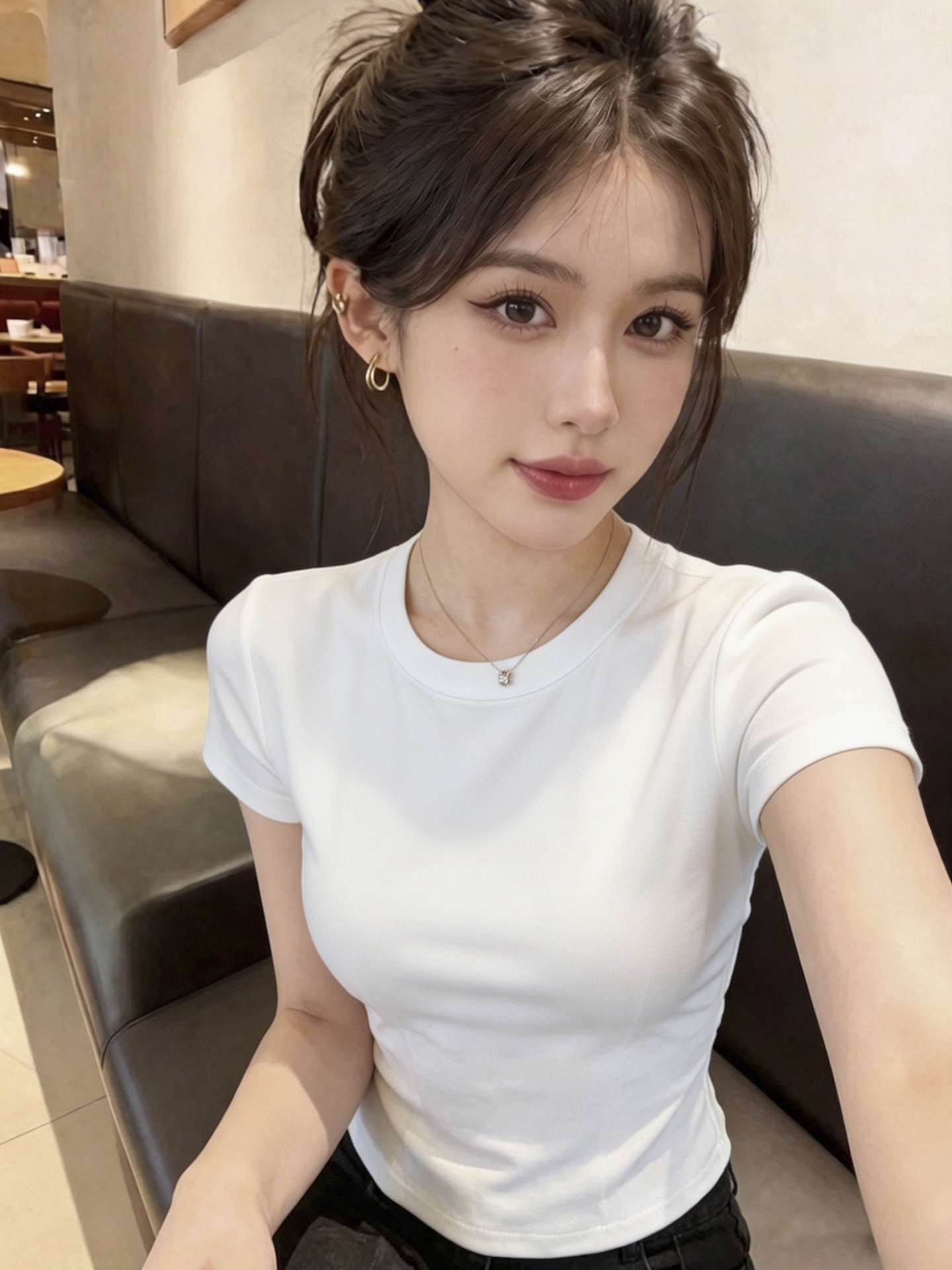 실사 여름 새로운 핫걸 섹시함 뒤로 레이스 조각 몸매 가꾸기 슬림해 보이는 비틀림 반팔 티셔츠 맨위
