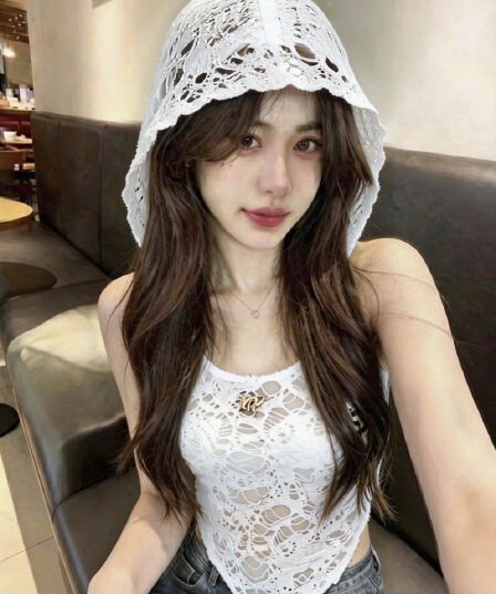 실사 불모지 사막 바람 찢어진 부분 후드 행침 목 조끼 불규칙 밑단 민소매 핫걸 맨위 여성