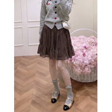 批发实拍  甜美文艺波点高腰<b class='q'>显瘦</b>荷叶边蛋糕裙半身裙网纱中裙女