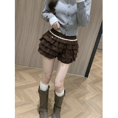 批发实拍 甜美少女风<b class='q'>蕾丝</b>拼接层层蛋糕半身裙女秋季高腰A字蓬蓬短裙裤
