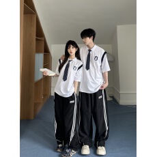 批发208#实拍情侣装夏季学院风短袖T恤学生<b class='q'>运动</b>班服套装