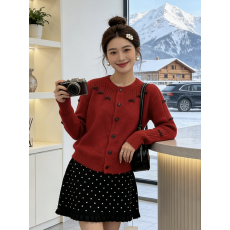 批发2025冬季新款灰色毛衣开衫女圆领设计感长袖高级感针织衫