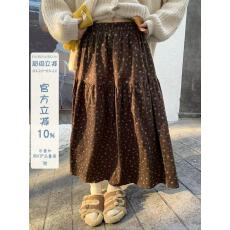 批发法式田园风小碎花高腰A字中长款半身裙女2026韩系<b class='q'>优雅</b>伞裙