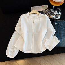 批发实拍韩版纯色短款薄款连帽防晒衣2026新款夏季休闲<b class='q'>通勤</b>简约百搭外