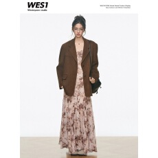 批发9WESTAYONE 高级感<b class='q'>毛呢</b>西装外套女+设计感长裙白色<b class='q'>连衣裙</b>