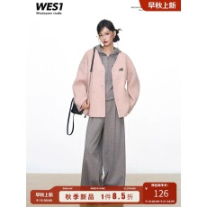 批发9.6新品 WESTAYONE粉色<b class='q'>小香</b>风外套2025新款女小个子+灰色针织<b class='q'>套装</b>