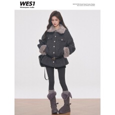 批发11.21新品 WESTAYONE收腰女士毛呢外套新款+毛呢短裤+水洗<b class='q'>牛仔裤</b>