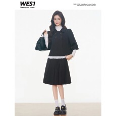 批发【9.7新品】WESTAYONE双排扣毛呢<b class='q'>短</b>款外套女气质+阔腿裤/毛呢中裙