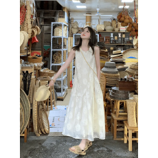 批发韩系蕾丝<b class='q'>提花</b>无袖背心<b class='q'>连衣裙</b>女夏季小个子宽松显瘦仙女公主长裙子