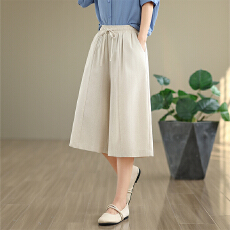 批发实拍棉麻文艺七分<b class='q'>裤</b>女夏薄款2026新品宽松显瘦高腰百搭阔腿休闲<b class='q'>裤</b>