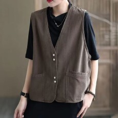 批发文艺复古棉马甲女春<b class='q'>夏</b>秋新款休闲宽松减龄外搭无袖坎肩女马甲新款