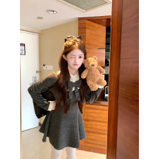 批发【12/9 20:00 95折款】巴黎香香 手工钉珠蝴蝶结收腰<b class='q'>连衣裙</b>