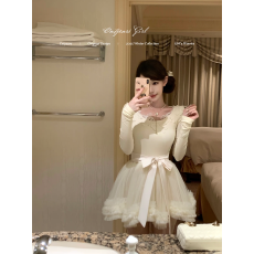 批发【12.19满减+新品95折】玉桂绒雪~奶fufu短款<b class='q'>连衣裙</b>