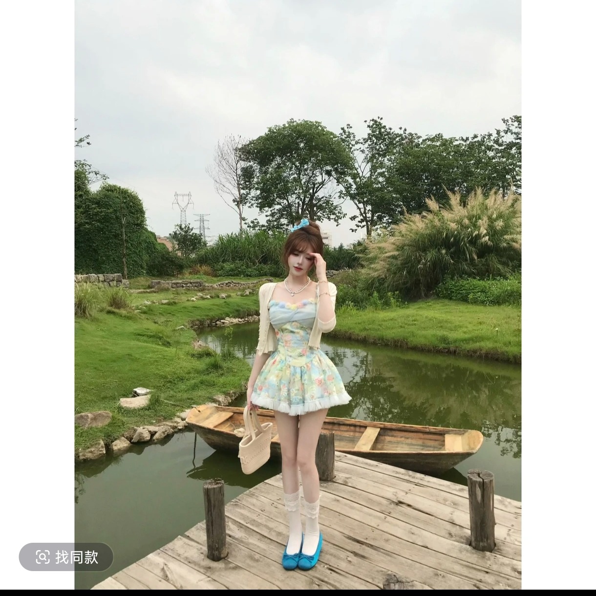 루이 茜 웨이 Sher S 여름 꽃 바다 봄 여름 천 금빛 바람 오리지널 작은 대중 디자인 드레스 r66652h