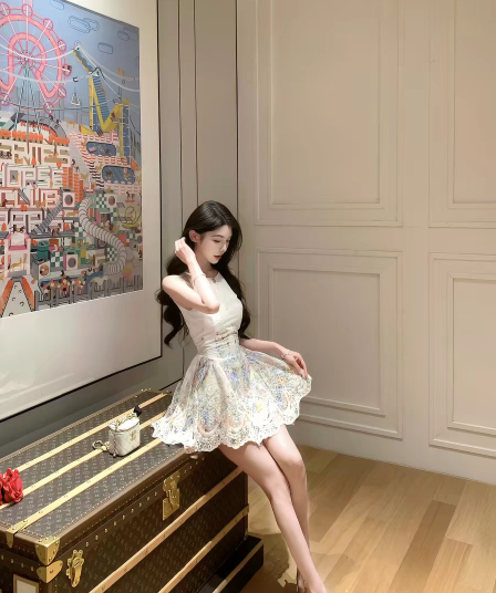6 3 앨리스 꿈 나라 새로운 여름 드레스 허리 수축 꽃무늬 미니 스커트 섹시함 순수한 욕망 여성 드레스
