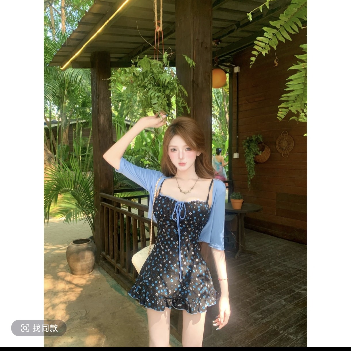 루이 茜 웨이 Sher S 한 여성 착용 가져 가라. 레트로 순수한 욕망 바람 프랑스식 전원 작은 대중 드레스 r9476-1d
