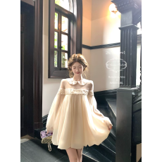 批发【8/4 20:00 95折款】星芒娃娃裙甜美娃娃领钉珠A字娃娃裙