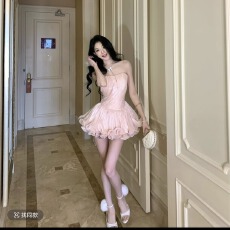 批发【暮光琉璃】 法式千金甜美纯欲风抹胸公主裙芭蕾风连衣裙