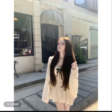批发瑞茜·威瑟斯 奶柚知晚 <b class='q'>公主</b>千金风小众设计<b class='q'>连衣裙</b>毛衣 R7335F