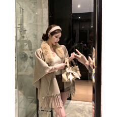 批发实拍 秋冬季<b class='q'>蕾丝</b>小吊带背心毛领<b class='q'>披肩</b>斗篷休闲紧身包臀短裤