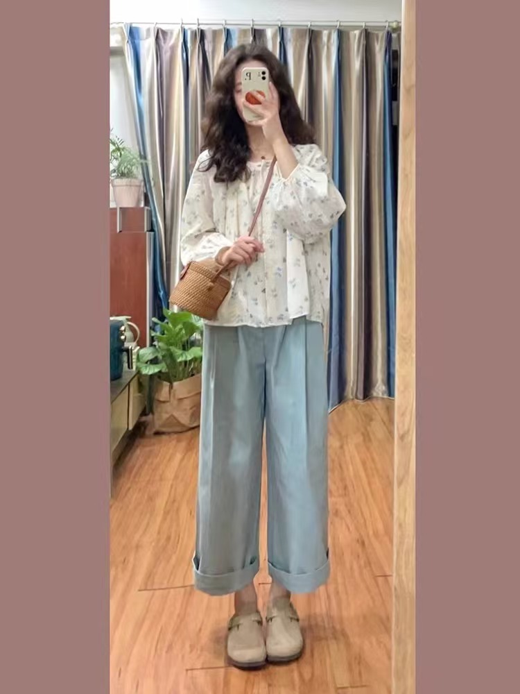 꽃무늬 거품 소매 쉬폰 레이스 인형 셔츠 맨위 여성 여름 얇은 스타일 자외선 차단 디자인 센스 작은 대중 라운드 넥 셔츠
