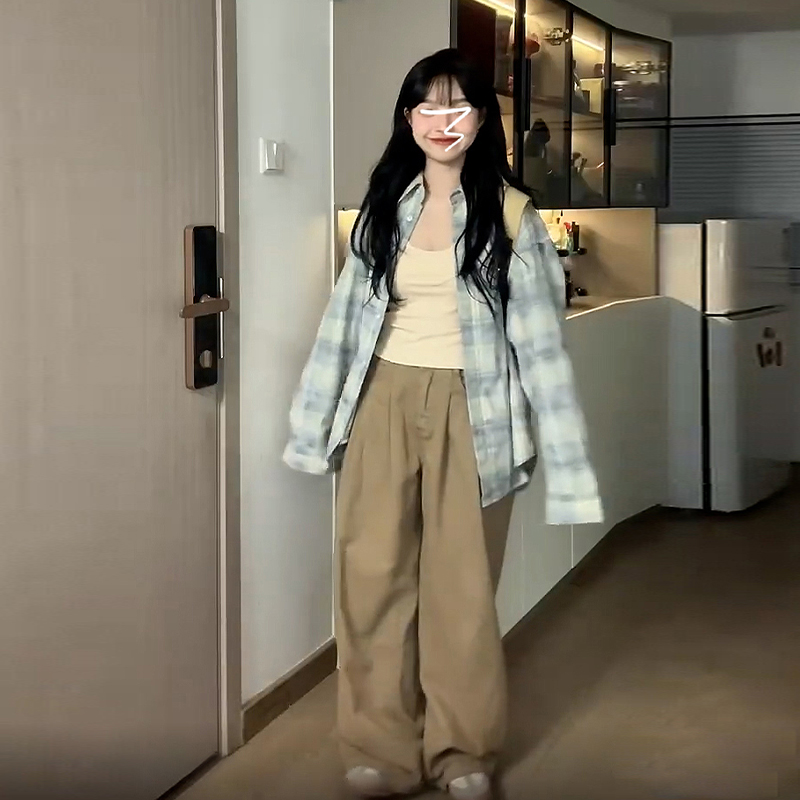 아메리칸 레트로 파란색 격자 무늬 셔츠 여성 코트 여름 2024 새로운 항구 바람 디자인 센스 자외선 차단 셔츠 맨위