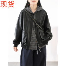 批发2026春新日常潮酷PU<b class='q'>皮衣</b>通勤百搭复古棒球领纯色设计感夹克上衣女