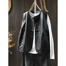 批发2026春新款黑色pu<b class='q'>皮衣</b>马甲女款小个子高级感外穿叠穿坎肩软皮夹克