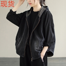 批发2026春季大码宽松显瘦文艺无袖连帽牛仔外套磨白水洗百搭休闲马甲